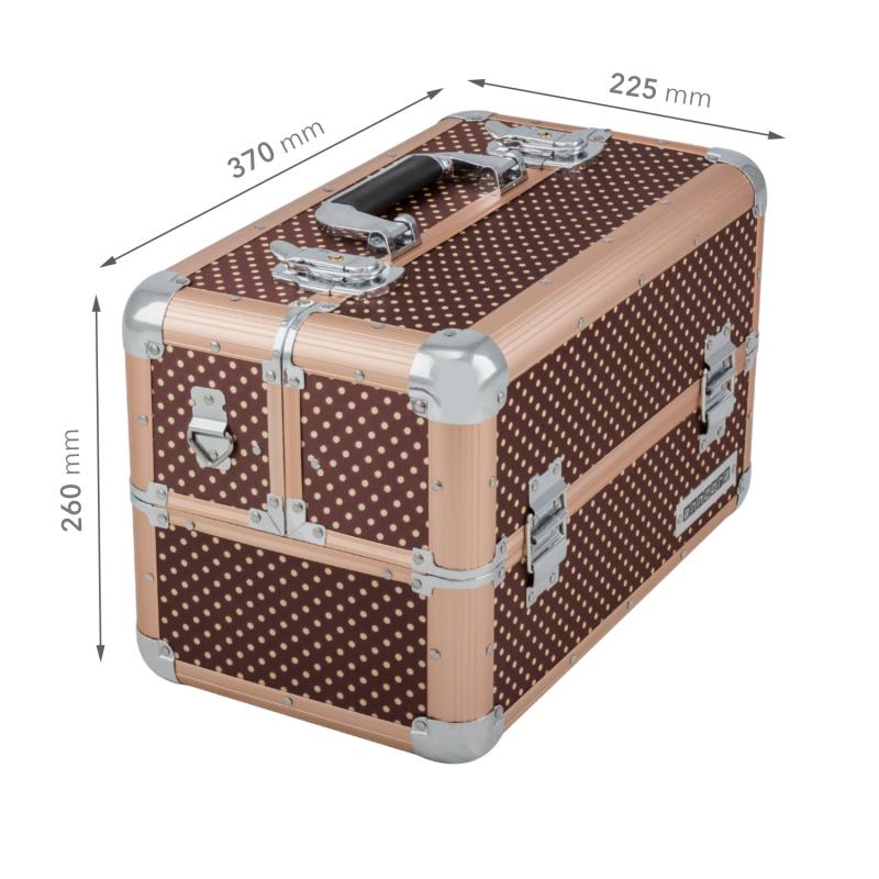 Kozmetický kufrík objem 20litrov Hnedý s bodkami