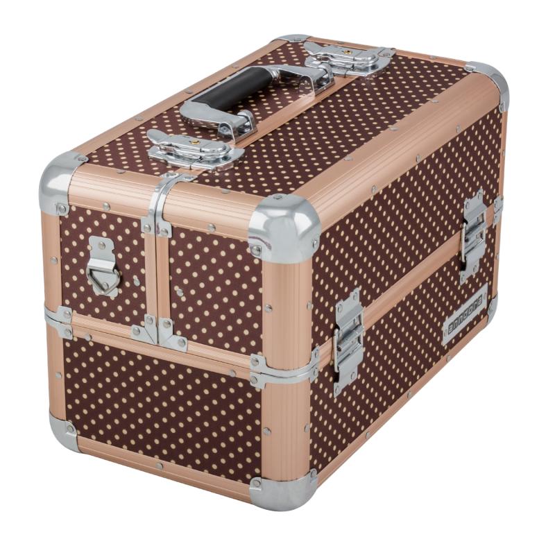 Kozmetický kufrík objem 20litrov Hnedý s bodkami