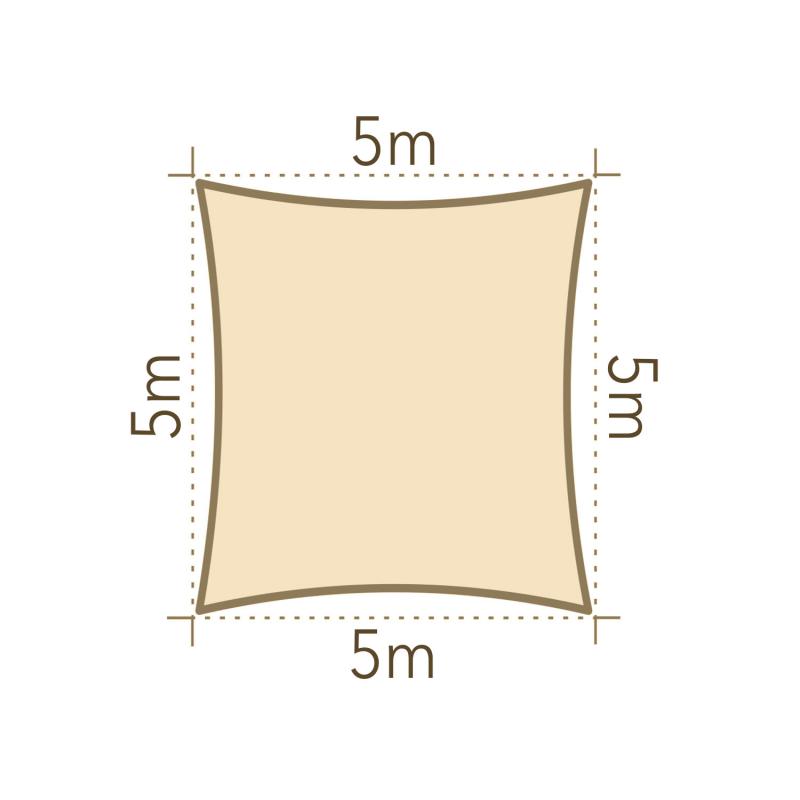 Slnečná clona 5x5m HDPE krémová 