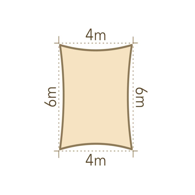 Slnečná clona 4x6m HDPE krémová 